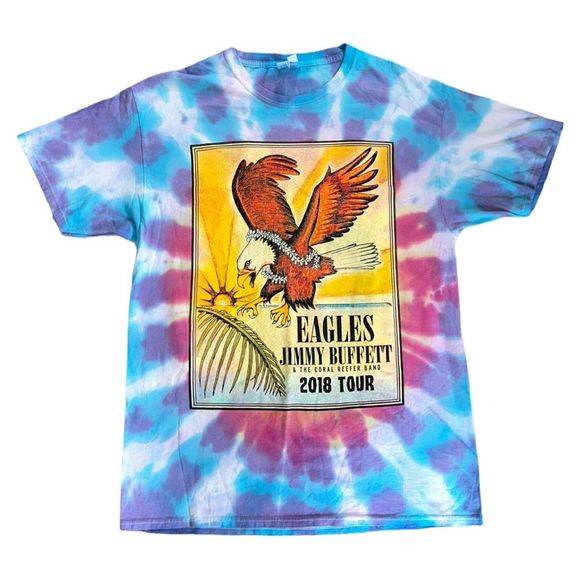 No Brand Other - The Eagles With Jimmy Buffet 2018 Tour Tie-Dye Short Sleeve T-Shirt Size Large